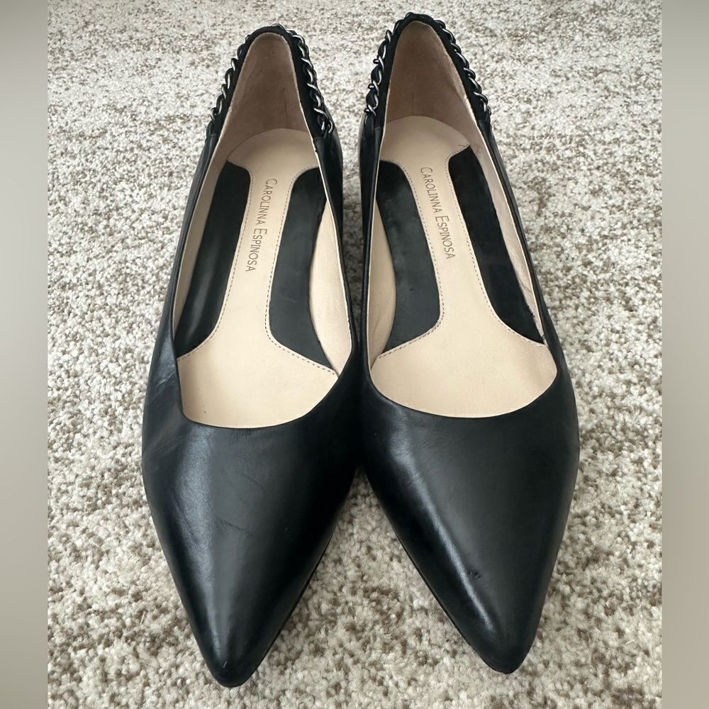 Carolinna Espinosa Candance Black Leather Flat Shoes